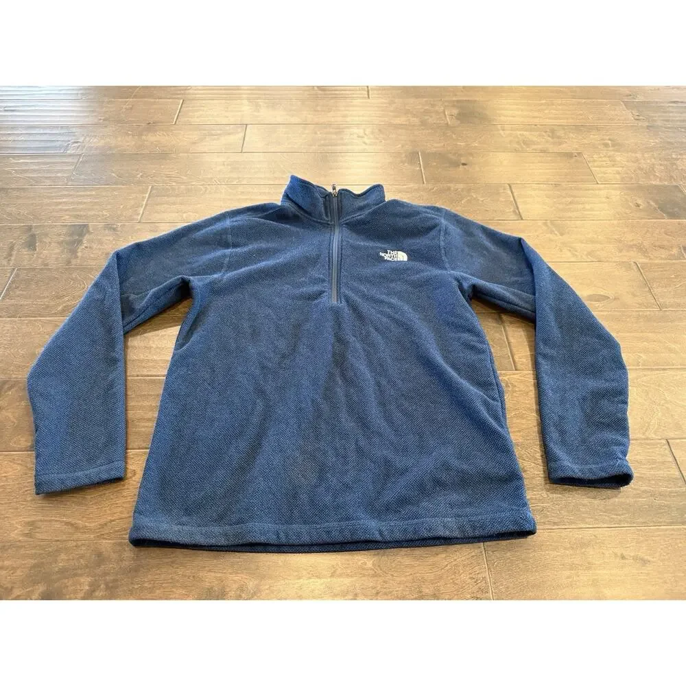 The North Face Mens Blue 1/4 Zip Mock Neck Pullover Fleece Sweater Jacket Size L